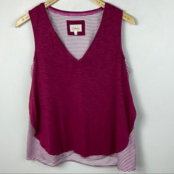 Anthropologie Deletta Weekdays Layered Tank Pink Red V-Neck Size Small Top Boho‎ - Picture 9 of 10
